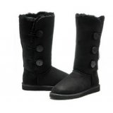 Black Ankle-length With Buttons Men's Snow Boots