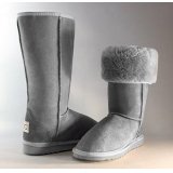 Flat Bottom Gray Wool & PVC Men's Snow Boots