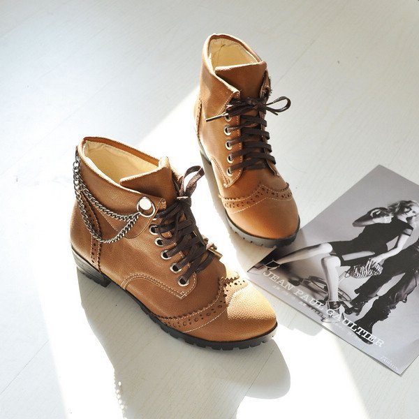 Women's Four Colours Fashion Rubber PU Lace Roman Joker Ankle Shoes