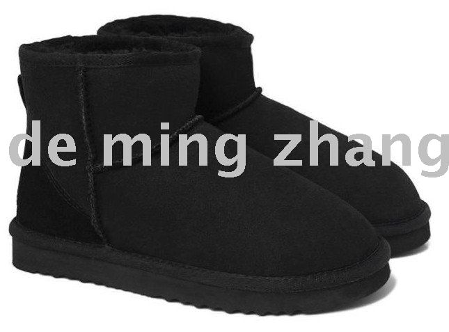 Winter Type Snow Boot Outsole Material Genuine Leather Wool Ankle Boot