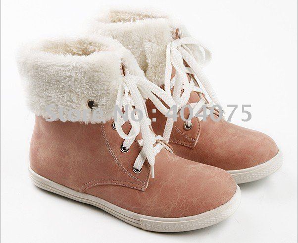 Women's Lace-up Winter PU Warm Ankle Snow Boots