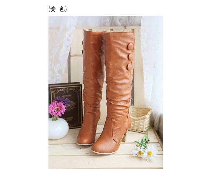 Cotton Fabric PU Insole Material Plush Short-heel Ladies Knee Boot