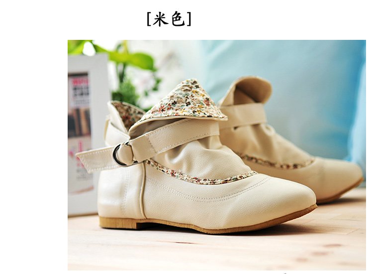 Ladies' Flat PU Leather Ankle Winter Boots