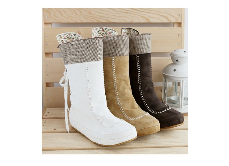 PU Insole Roman Boot Lining Plush Cotton Fabric Flat-bottom Ankle Boot
