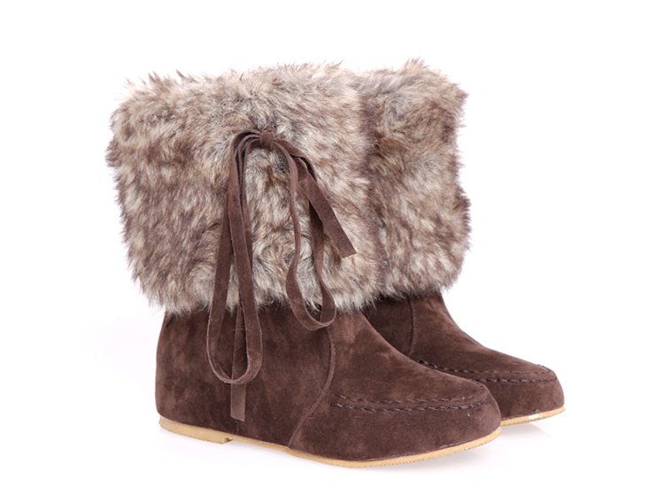 Ladies' Flat Winter Ankle Boots with Fur