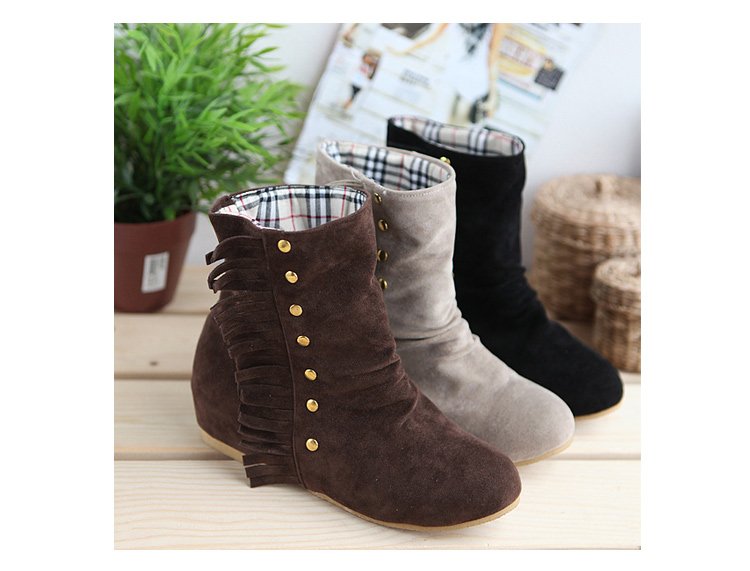 Lady PU Leather Rivet Flat Ankle Boots