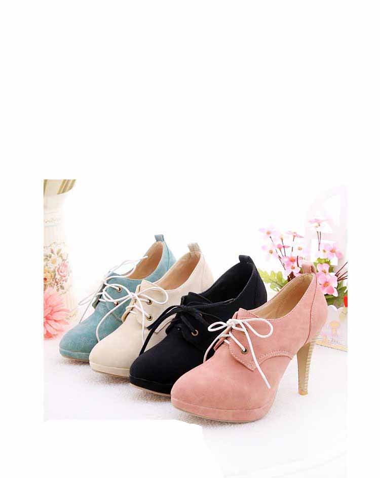 Lady PU Leather Lace Up Heel Knee Ankle Boots