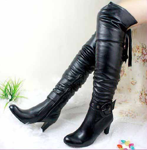 Ladies' New Design Suede High Heel Thigh Knee High Boots