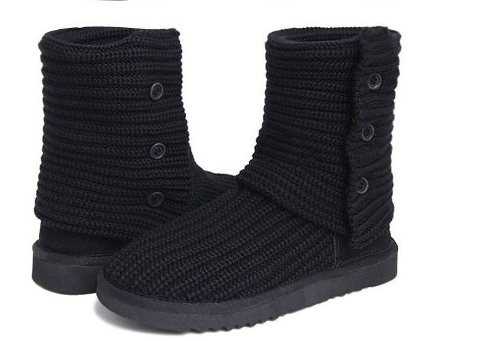 Black Sheepskin Lady Winter Australia Tall Canister Boots