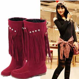 Fashion Women's High Heels Roman Brushed Knee High Boots