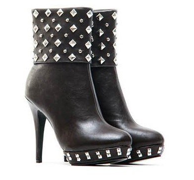 Ladies' Fashion Studs Locomotives Platform Spiked Heel Half Boots Shoes