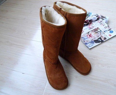 Brown Cotton Knee-length Snow Boots