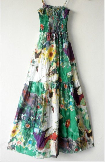 Green With Spaghetti Straps Chiffon & Ruffles Dresses