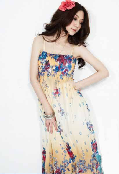 Elegant Bohemian Dream Chiffon One-piece Longuette Braces Dress