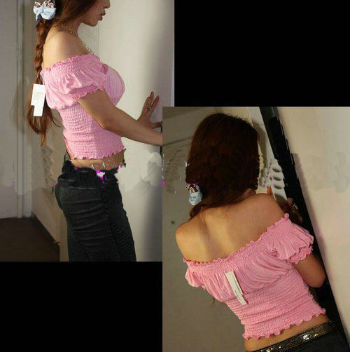 Cotton Short Sleeve Off-the-shoulder Ruffles Women's Clothes