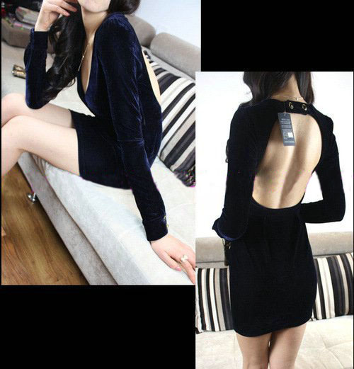 Silk Plush V-neck Backless Women's Clothes