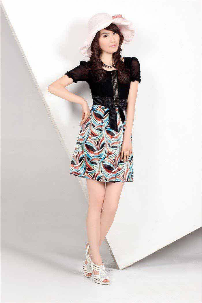 Short Sleeve With Bow Beaded Tulle Skirts