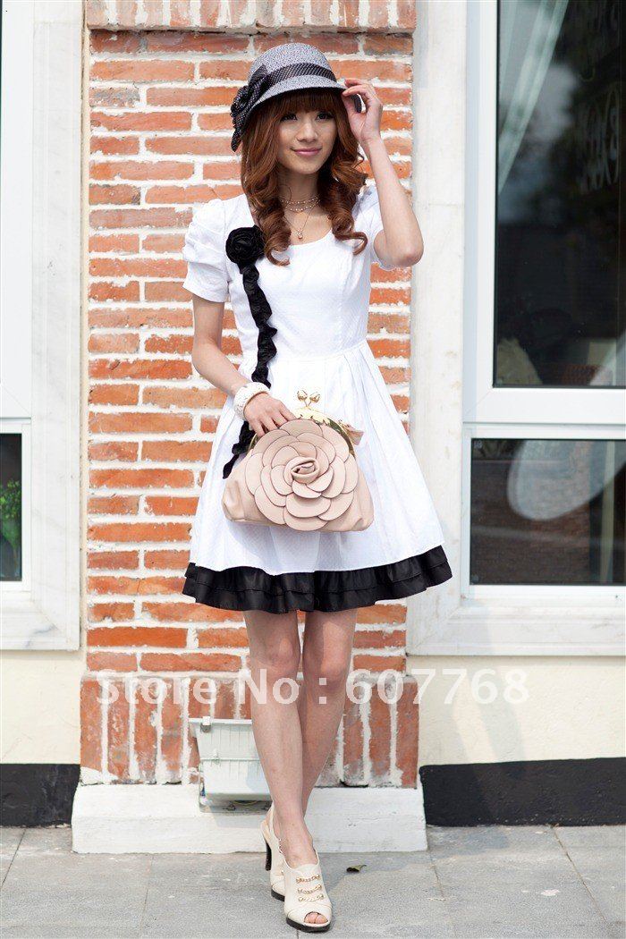 Lady Summer Chiffon Short Sleeve Flowers Skirts