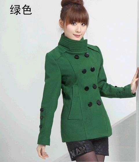 Women's Pocket Double-breasted Buttons Wool Jackets