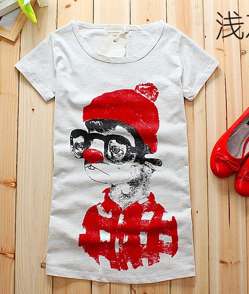 Women's Korean Short-sleeved Cotton Clown Nose T Shirt