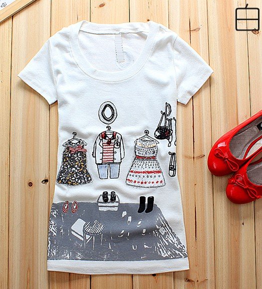 Korean Women's Spring Wardrobe Slim Short Sleeve T Shirt Printing