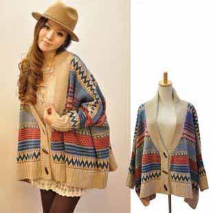 Women's Batwing Knitted Woolen Sweaters Cardigan