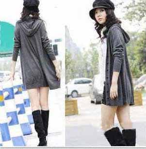 Women's Korean Slim Long Sleeve Hooded Knit Cardigan