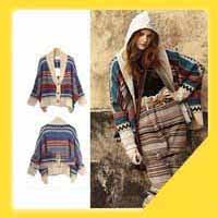 Women's Turtlenck Batwing Cardigan Hat Sweater