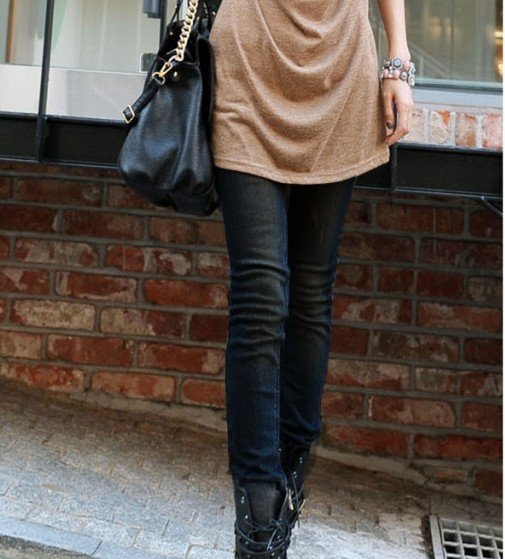 Korean Black Breathable Carry Buttock Low Waist Designs Slim Tight Jeans