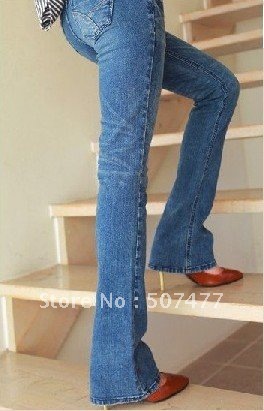 Women's Deep Colour Breathable Pocket Flared Jeans
