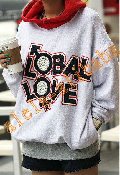 Women's Long Sleeve Casual "Locomotive love" Letter Cotton Sweatshirts