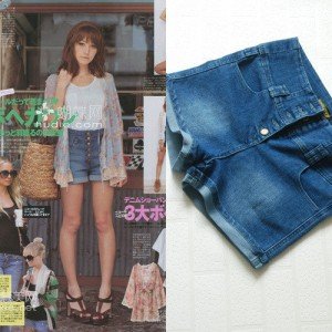 Anti - Wrinkle Breathable Blue Cotton Women Hot Shorts