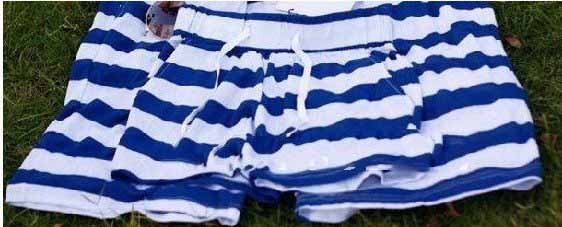 Cotton His-and-hers Stripe Breathable Beachwear Shorts