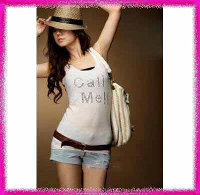 White NEW Sexy Japan Sequined Tank Top C6792