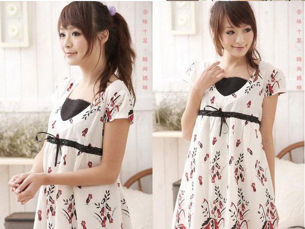 2011 Spring and Summer Flowers Korean Fashion Cotton Maternity / Women Dress / Dress Dichroism