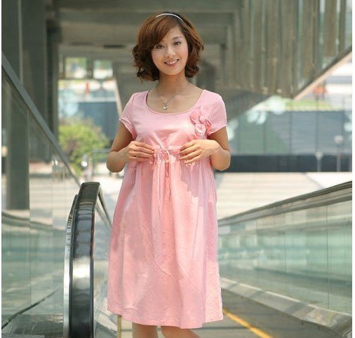 Pink Korean Short Sleeve Cotton Anti-Allergy Anti-Bacterial Maternity Clothing