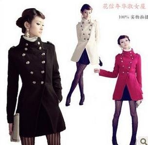 Shaft Collar Cashmere Napoleon Military Uniform Double Breast Winter Coat