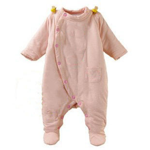 Pink Long Sleeve With Buttons Baby Rompers