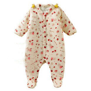 Red Pure Cotton Long Sleeve Baby Rompers