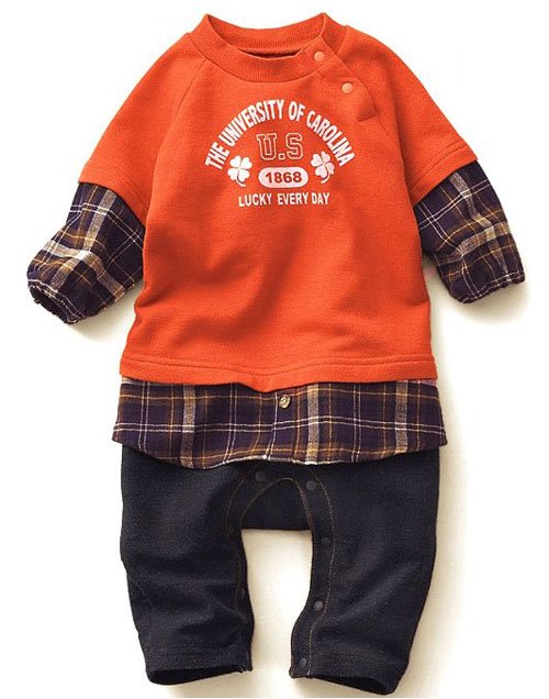 Round Collar Cotton Baby Rompers / Clothing
