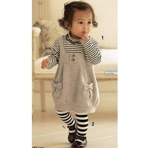 Gray Stripes Cotton & Polyester Baby Clothing Sets