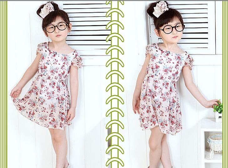 Short Sleeve With Small Floral Cotton & Spandax Baby Dresses