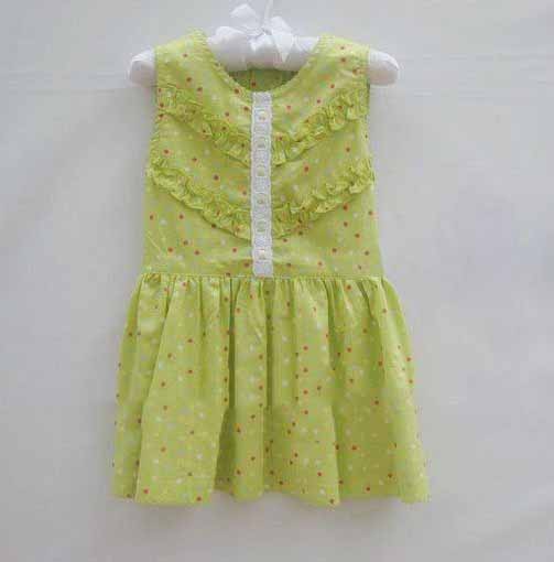 Green Sleeveless With Dots On Baby Skirts