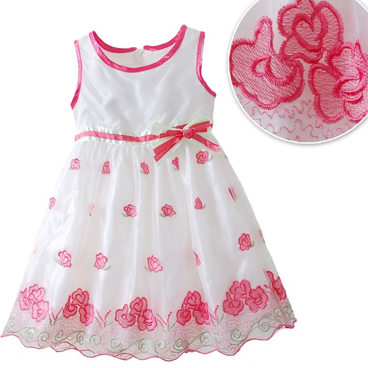 Sleeveless White & Red With Ribbons Baby Skirts