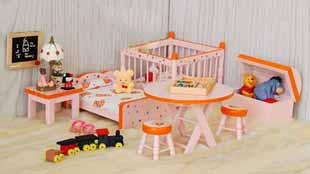 Classical Orange Wooden Baby Furniture