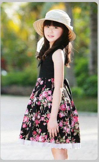 Girls Black Rose Design White Lace Petticoat Skirt