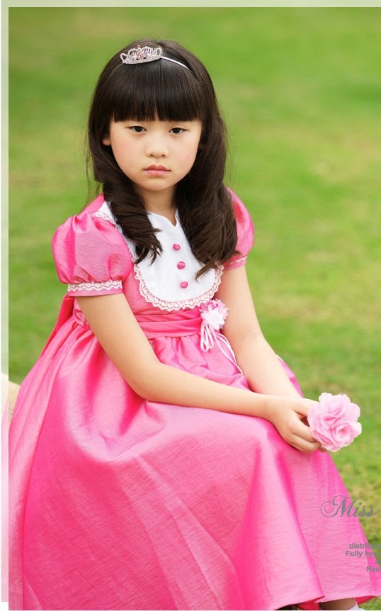Girls' Nylon Short Sleeve Sashes Lace Skirts