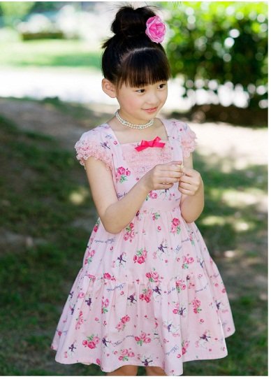 Square Collar Short Sleeve Lace Knee-length Girls' Skirts