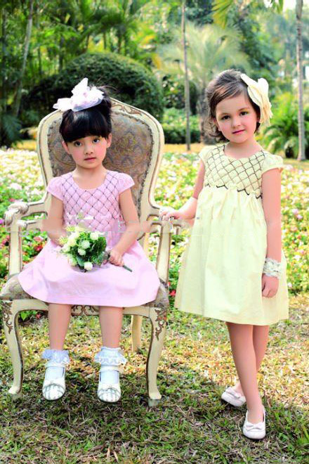 Girls' Anti-Shrink Anti-Wrinkle Breathable Eco-Friendly Cotton Short Knee Level Summer Dress