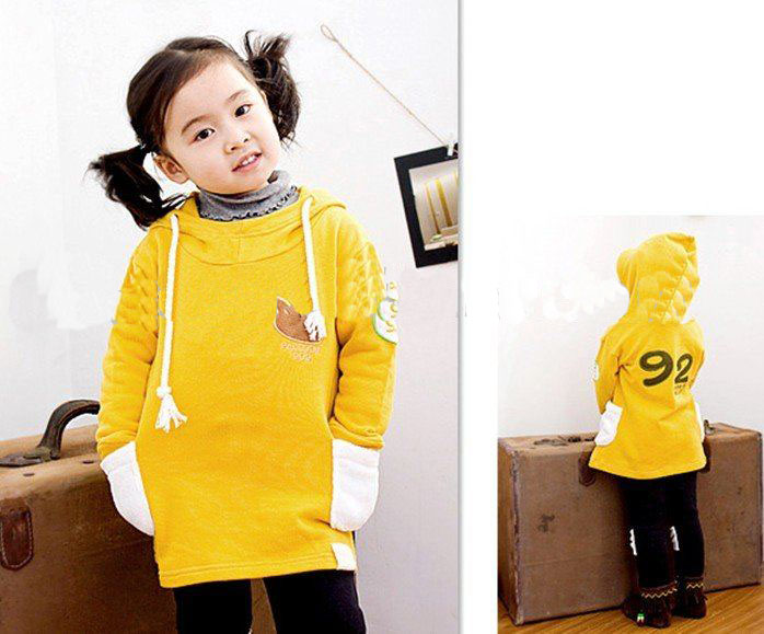 Yellow Even Cap Pocket Anti-Shrink Cotton Lovely Children Clothes